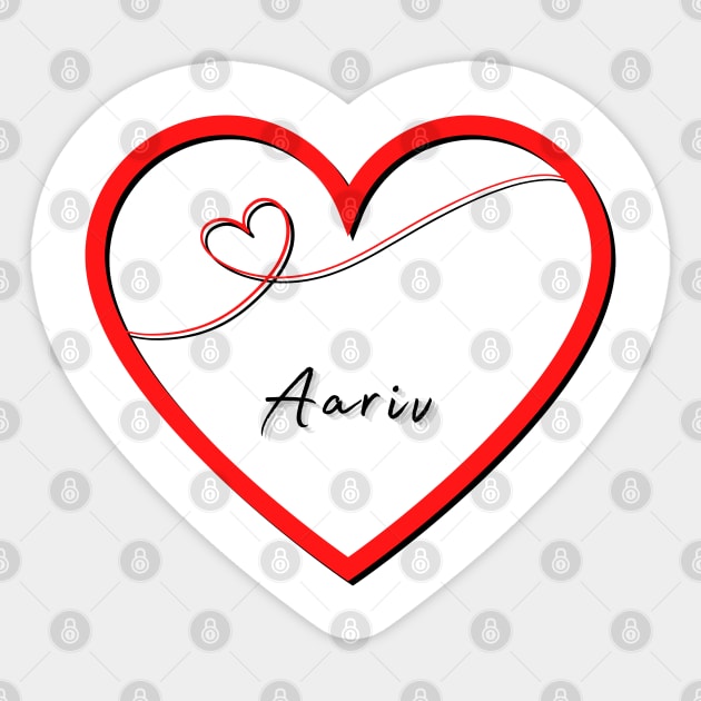AARIV Name Shirt in Heart Sticker by EmoteYourself